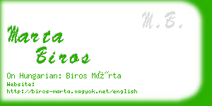 marta biros business card